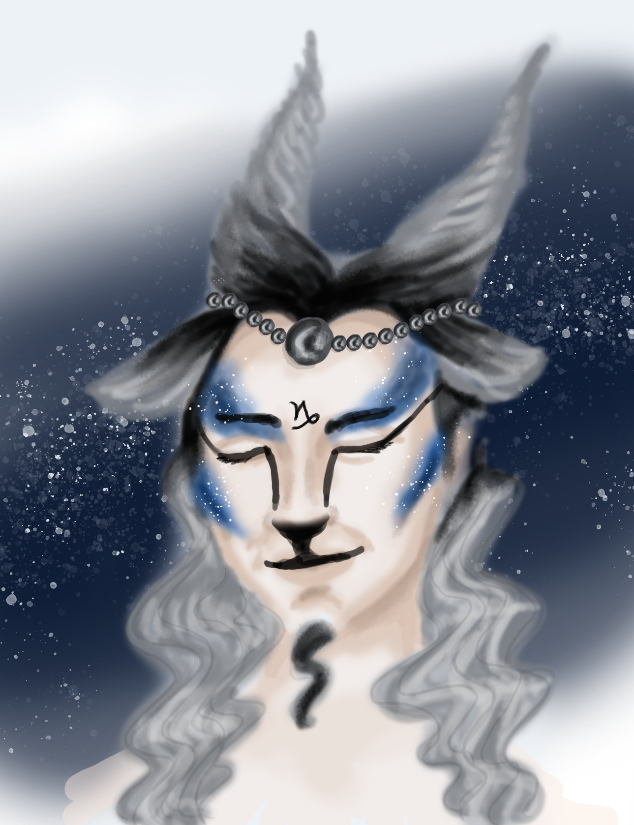 Wig and makeup rendering, done in Adobe Photoshop