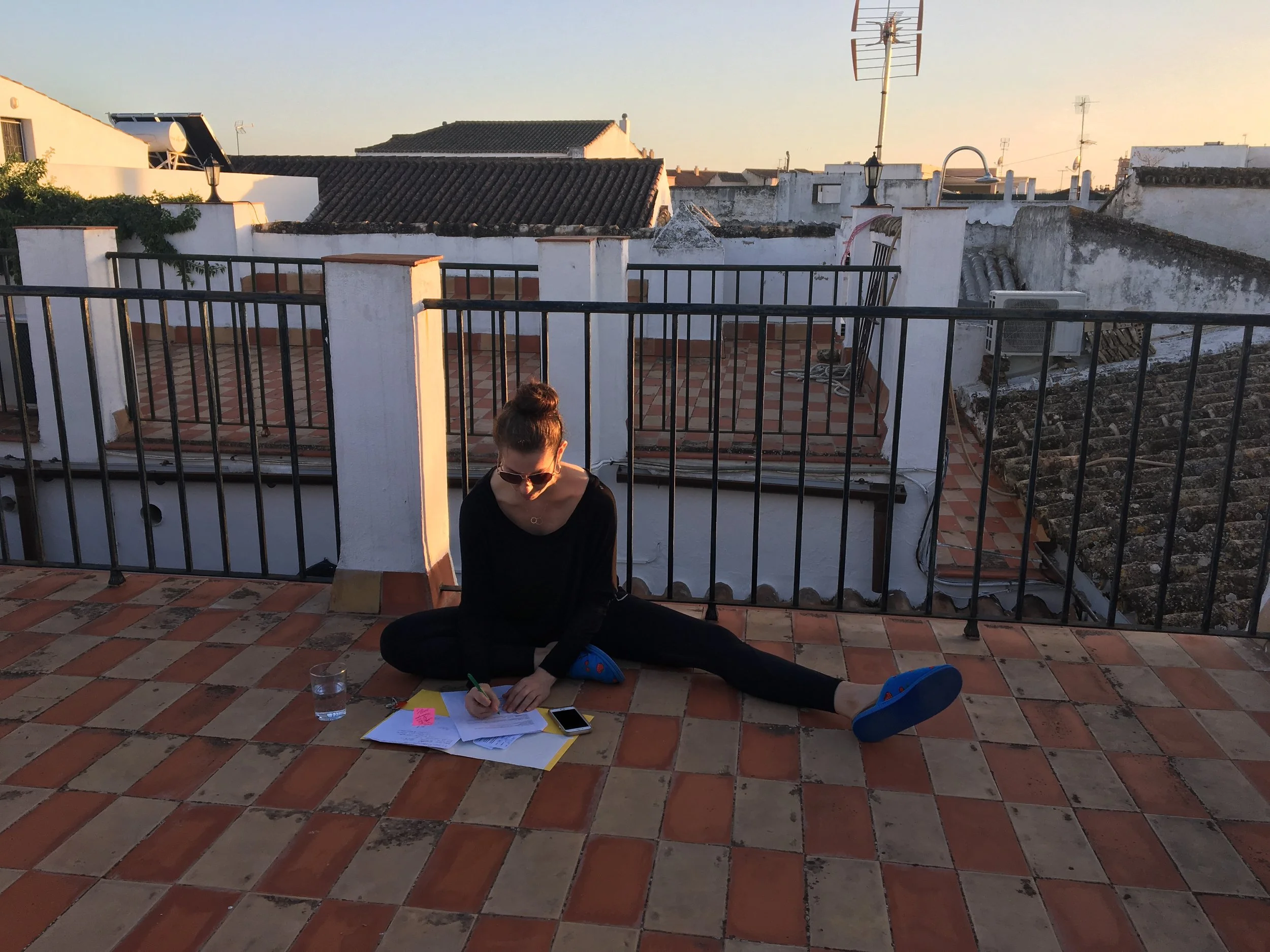 Laura on the roof at an important meeting.JPG
