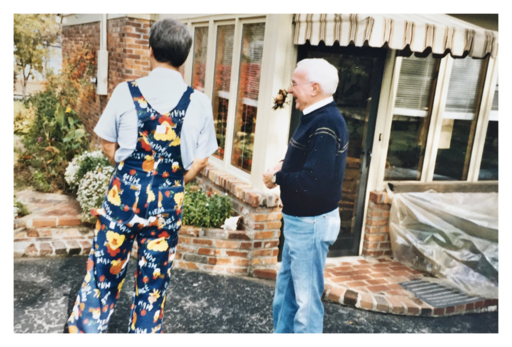 my father (in his hee haw overalls) & burton taking about the renovations he was having done to the early version pgpad .