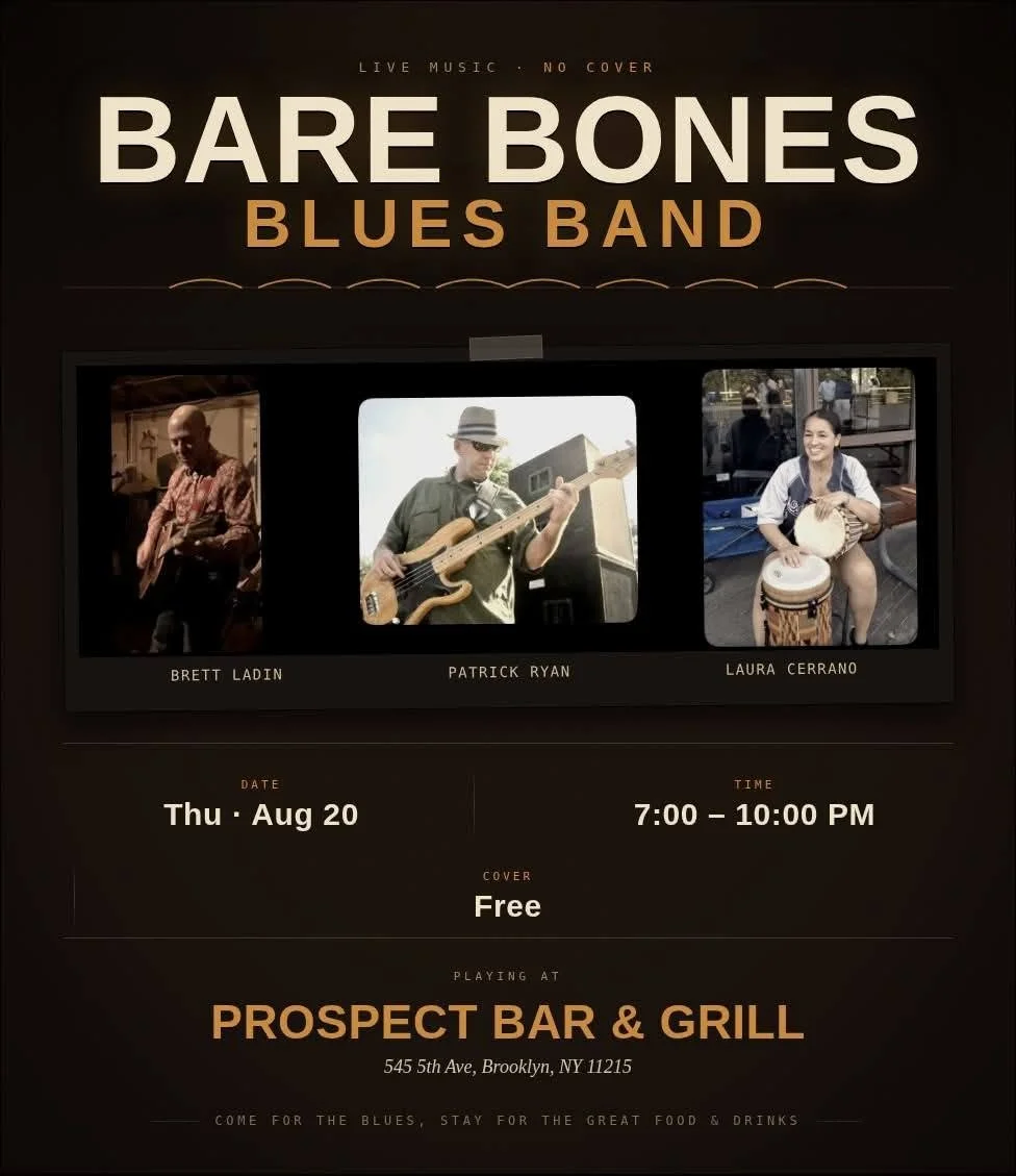 Bare Bones Blue Band @  Prospect Bar &amp; Grill in Brooklyn NY - August 20th, 2026 | 7 PM