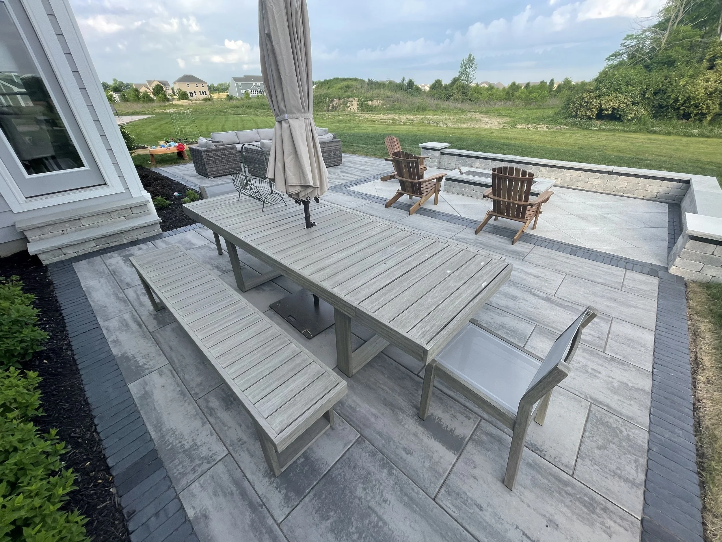 Paver Patio, Seat Walls & Custom Fire Pit - Centerville