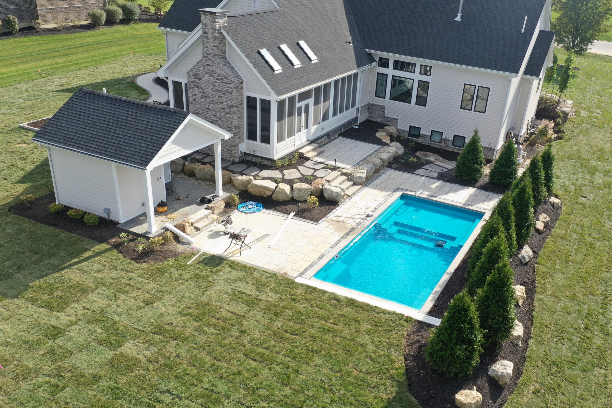 Private Pool with Paver Patio and Landscaping