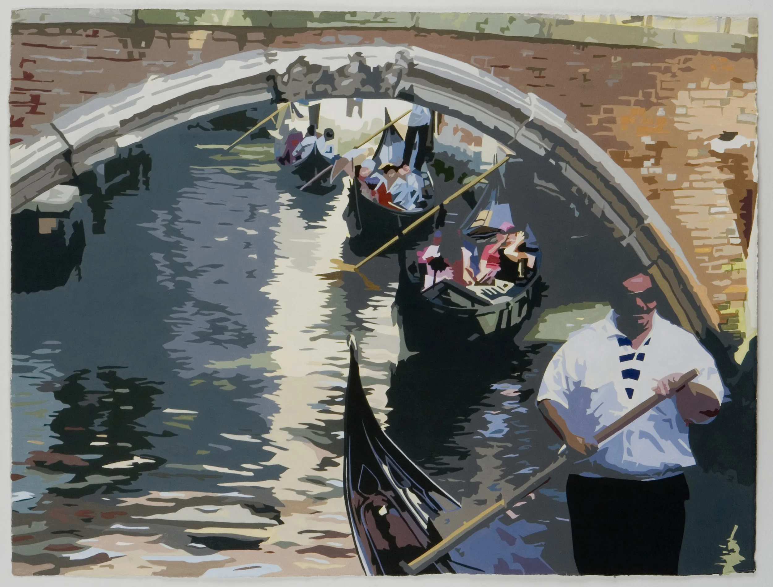 Tourist scenes: Floating on the Fuseri Canal , 2006, Acrylic on gessoed paper, 22-3/4 x 30 inches