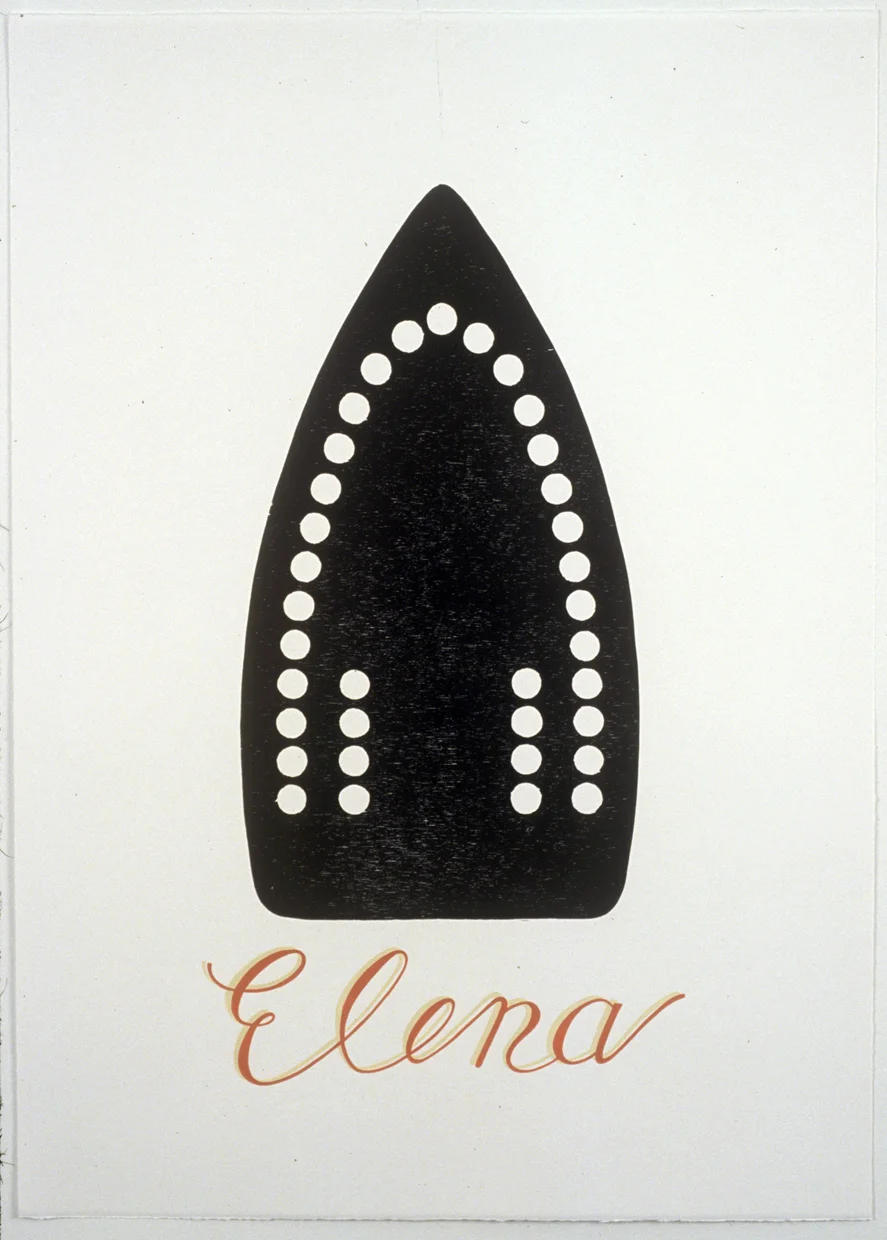Venetian Boats: Elena , 2006, Woodcut with hand lettering in gouache, Edition of 3, 27-1/2 x 19-1/2 inches printed on Magnani Incisioni at Tintoretto Studio, Venice Italy