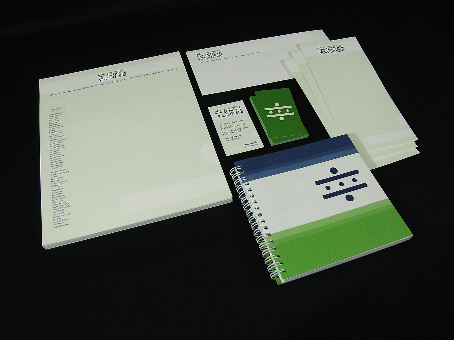 IDENTITY SYSTEM | Mark and logotype extensions to business papers. Other applications not shown: Style Guide (graphic standards), mailing labels.