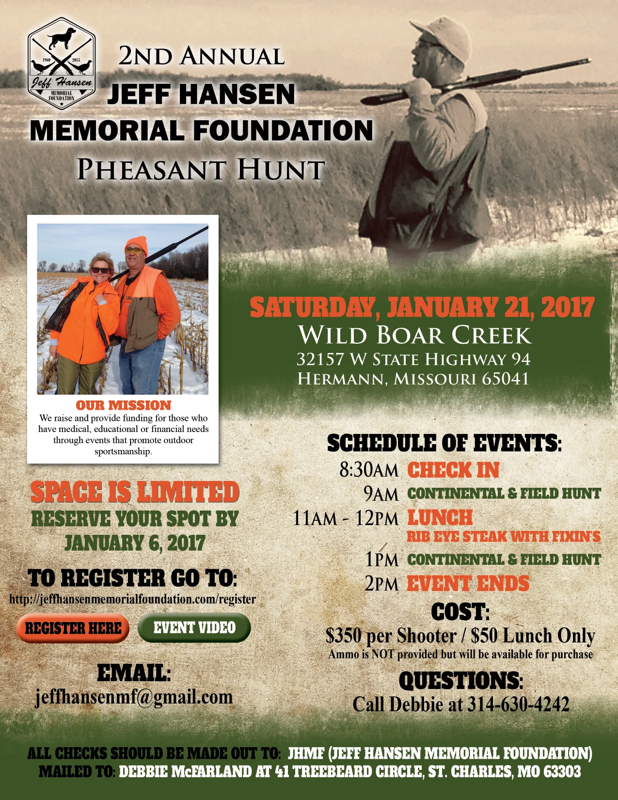 2nd Annual Jeff Hansen Memorial Foundation Pheasant Hunt