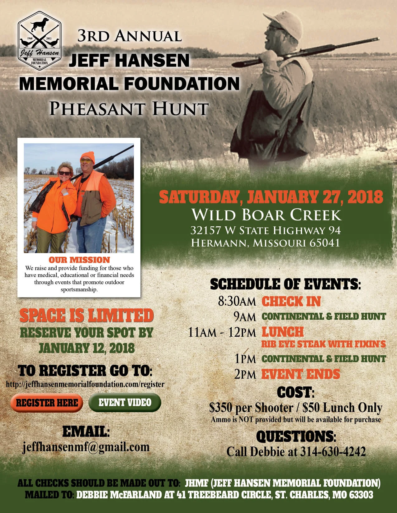 3rd Annual Jeff Hansen Memorial Foundation Pheasant Hunt