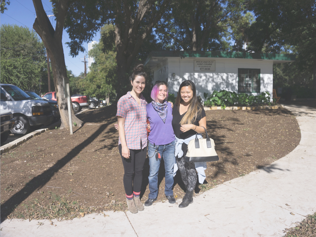 Celine, Misty, and I outside of Pitch and Putt during our last walk through. We had a blast working on this project during our time at AC4D.