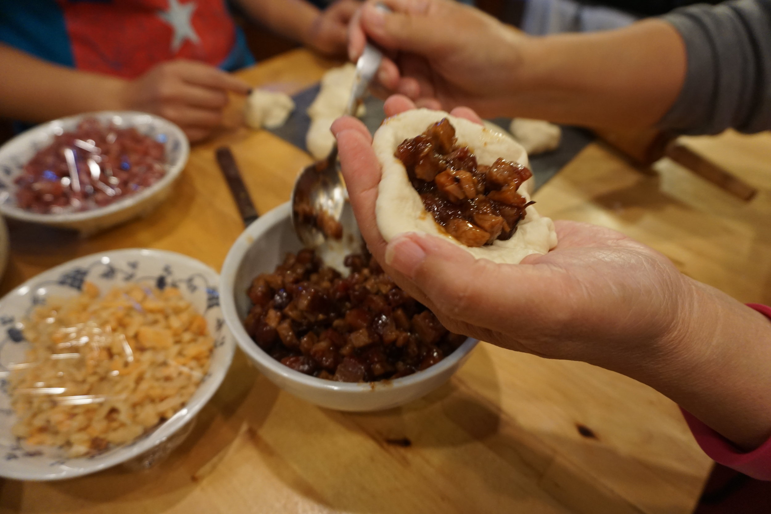 Cooking with bao with Kim and her mom