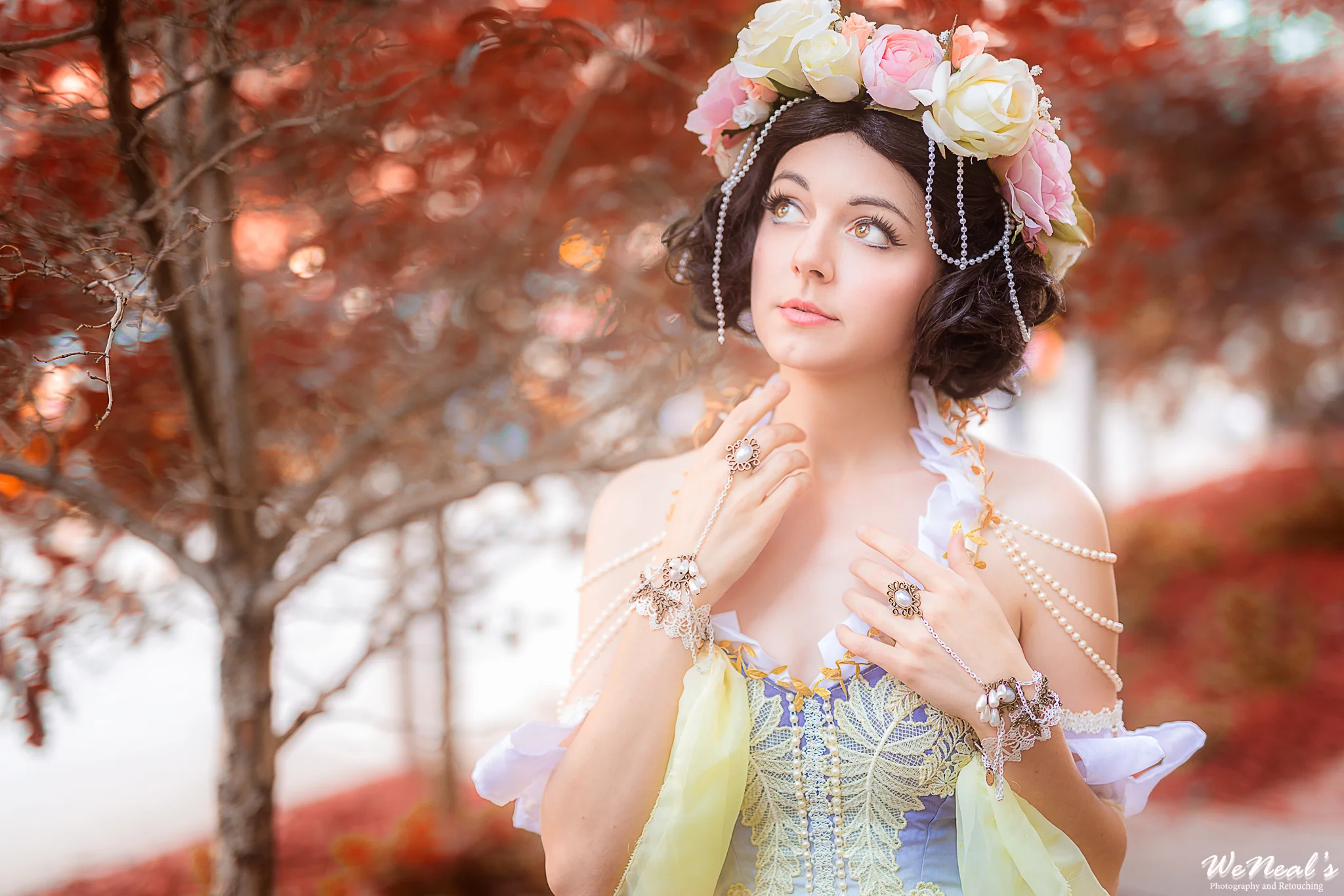 My Art Nouveau Snow White cosplay (design by Hannah Alexander Artwork ) shot by WeNeals Photography and Retouching just outside of Denver Comic Con.