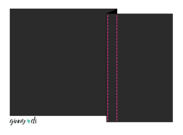 The pink lines represent where you should sew to anchor the fold.