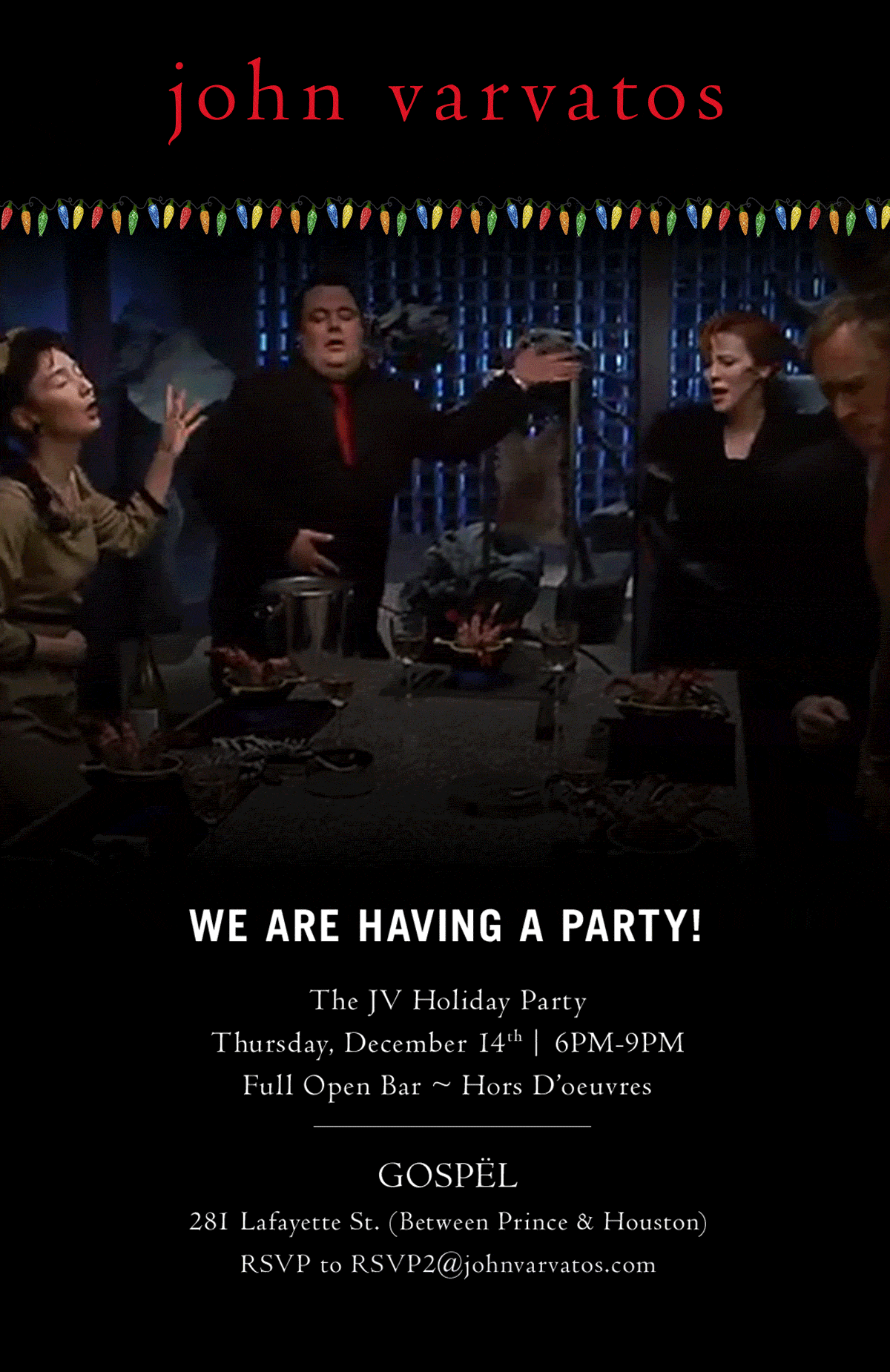 Card for John Varvatos Annual Holiday Party