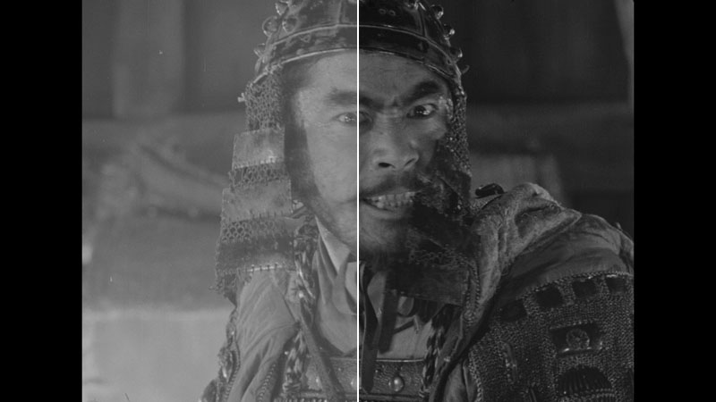 Before and after example of the restoration process by Toho, resulting in a stunning new 4K transfer (Image: Toho).