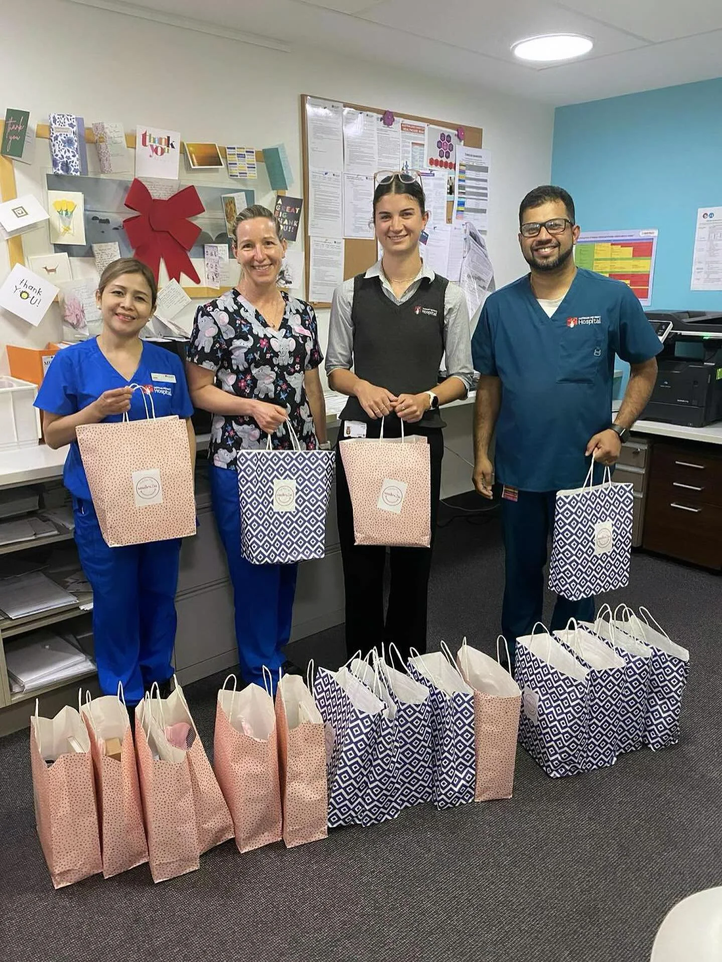 Today we delivered our Cancer Care Bags to the Oncology Unit at Macquarie Uni Hospital, the gratitude from the staff was truly heartwarming. 

Every bag is a little reminder that they&rsquo;re not alone in their care for patients.

❤️
.
.
.
.

#cance