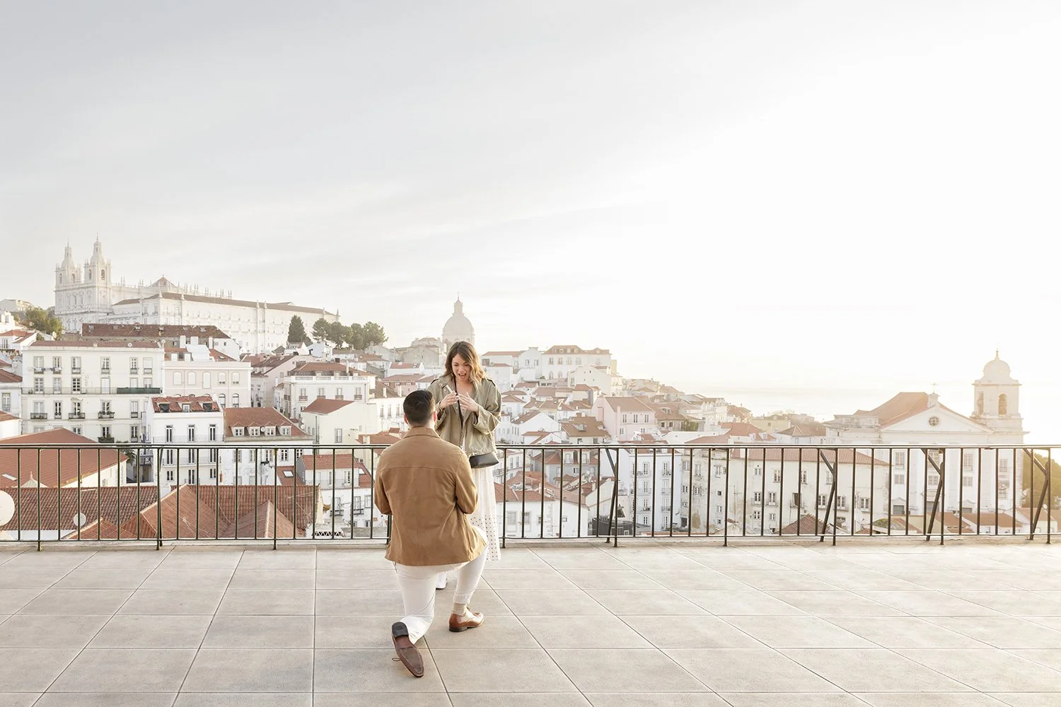 Lisbon surprise proposal at Miradouro das Portas do Sol, Alfama