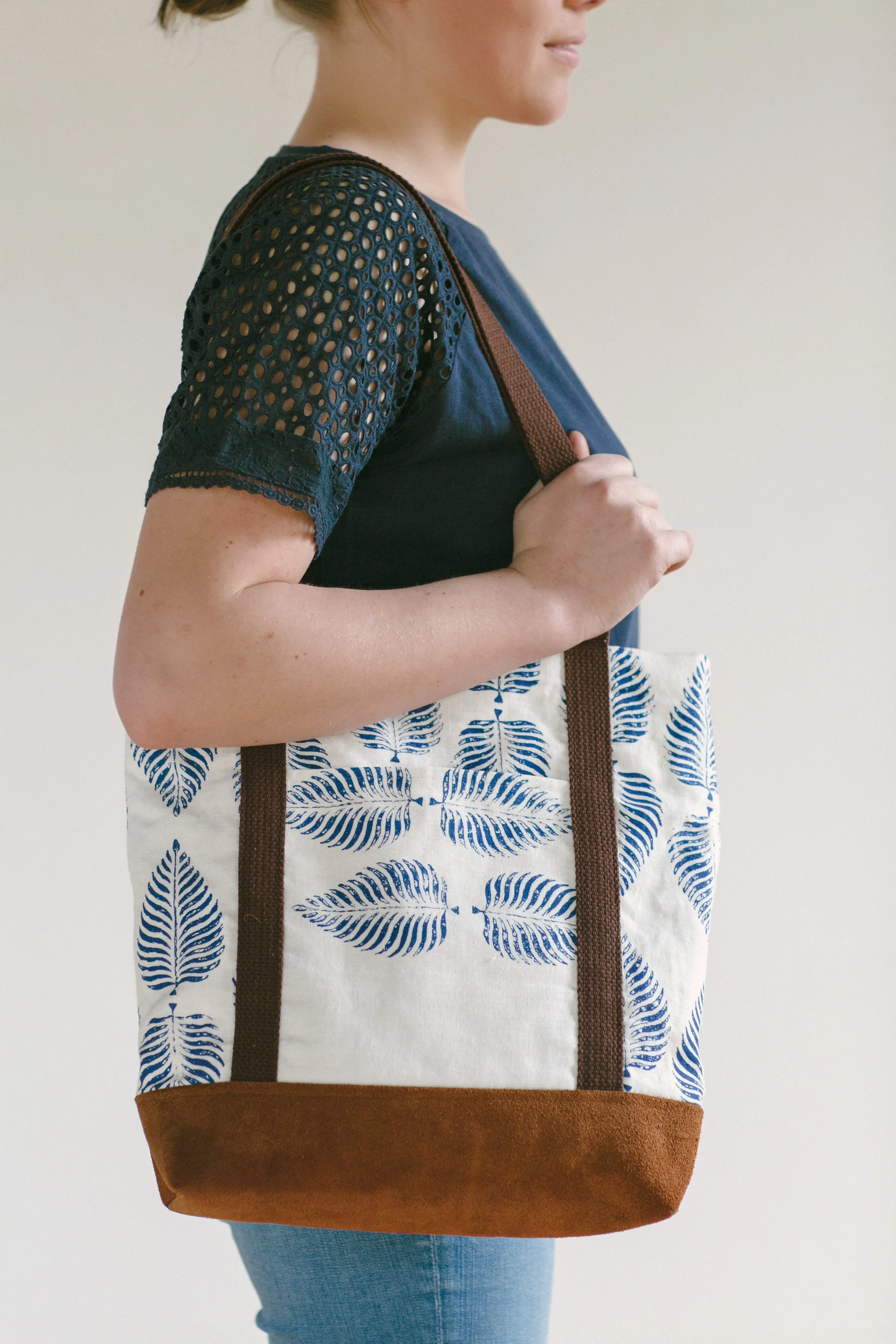 Linen & Leather Open Tote