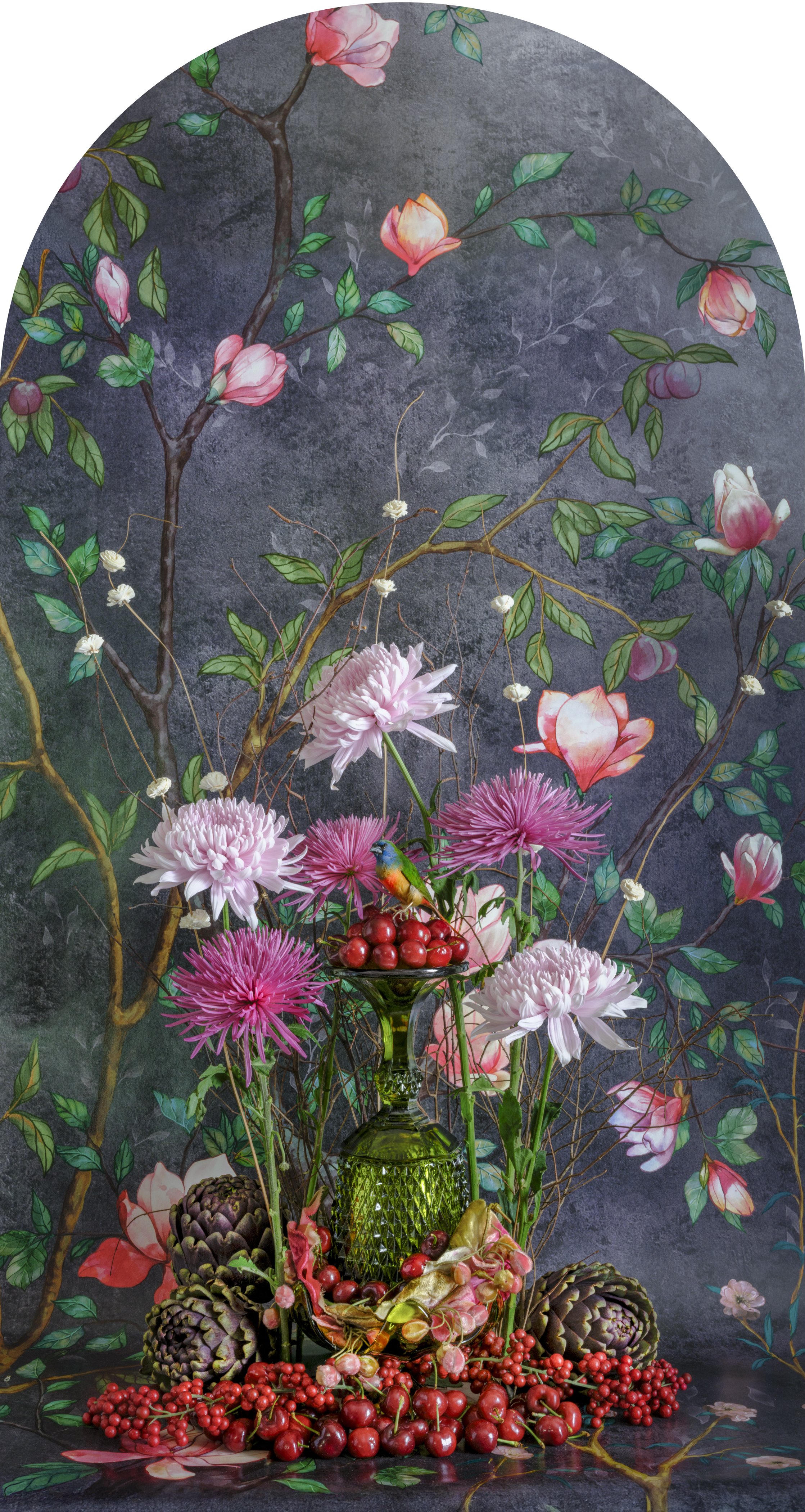 Pin Tailed Parrotfinch with Cherries Nesting, 2025