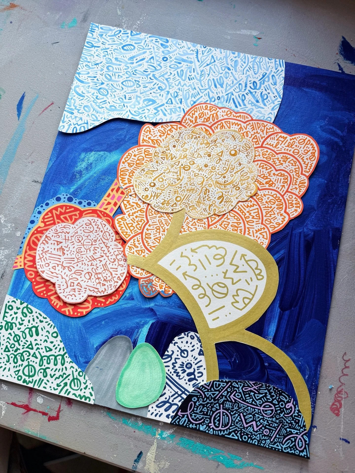 A wee WIP to share. I walked into my studio last night knowing damn well I should be making progress on my Superbloom paintings for Toronto. But was not feeling it AT ALL. I&rsquo;m still grieving hard and the quietness of the house without my Zelda 