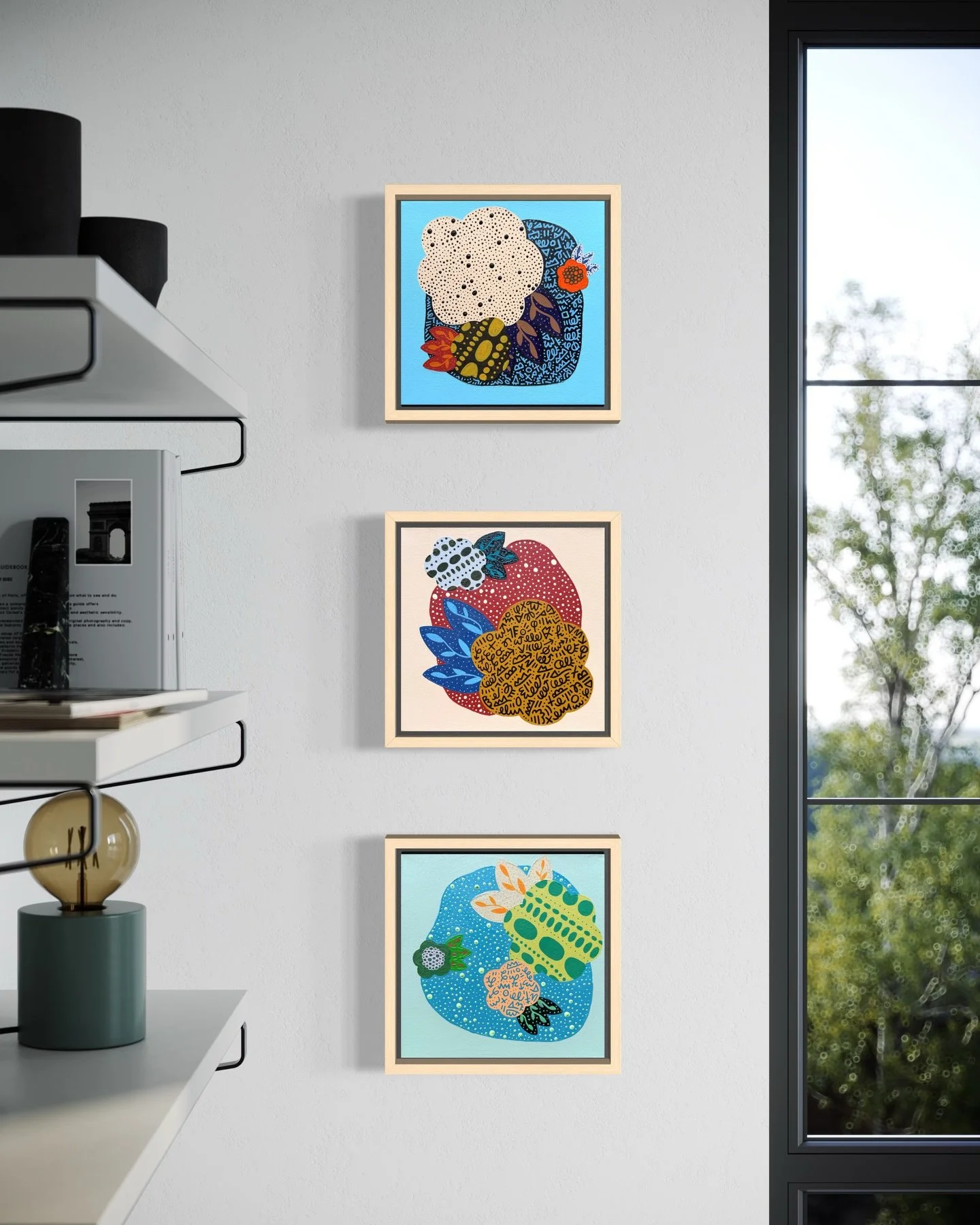 Happy to see this triptych going to a new home 🩷 This collector got in contact when they saw my booth display at @artistprojectto , but I had sold one of the paintings while at the fair. So they commissioned a new painting to complete the set and he