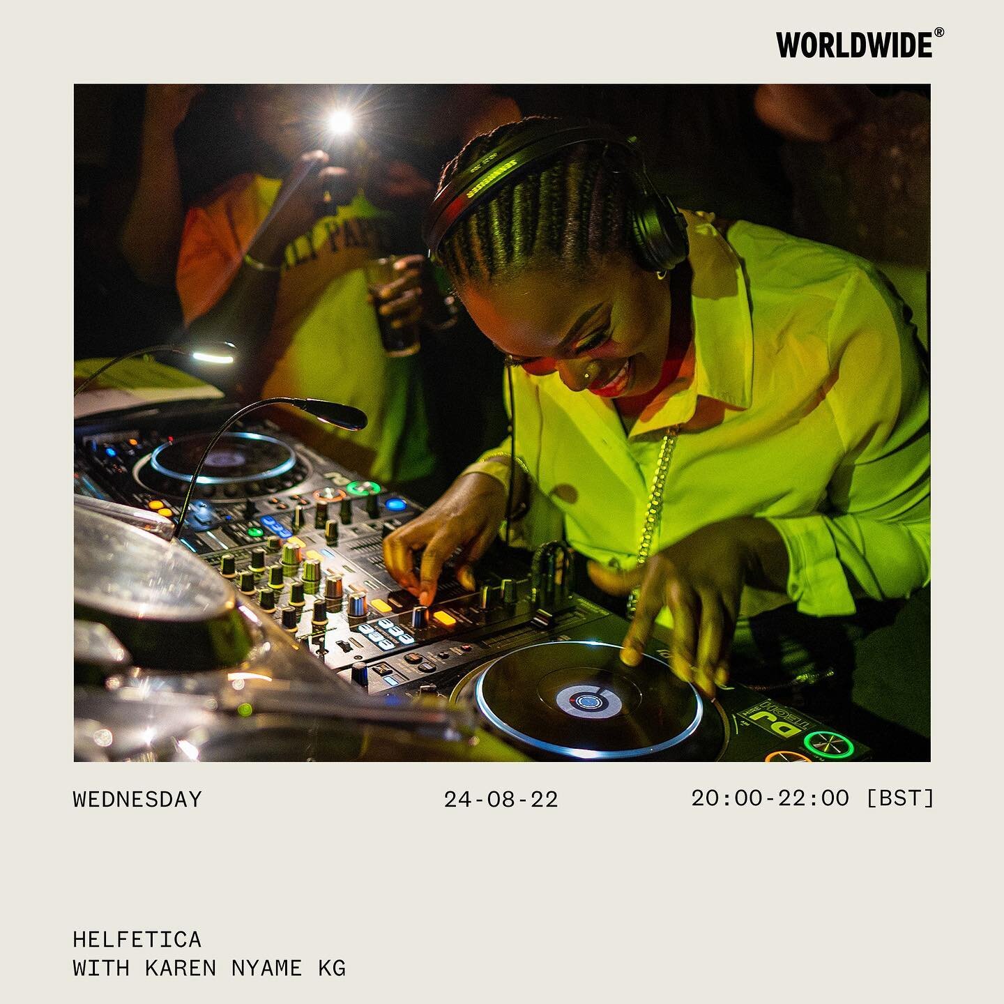 Warming up for the weekend with @karennyamekg 🔥 guest mix on @worldwide.fm @helfetica 🌙

📷 @kreative1988