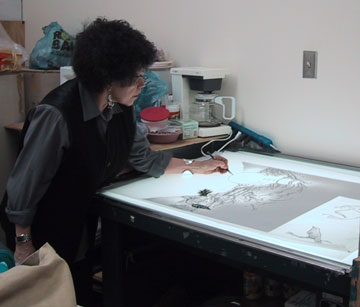 Phyllis Bramson drawing, photo courtesy of Illinois State University