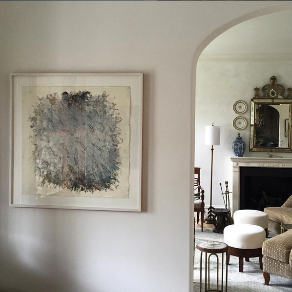 A Tim Hawkesworth’s painting on paper installed in client home. Just LOVELY.