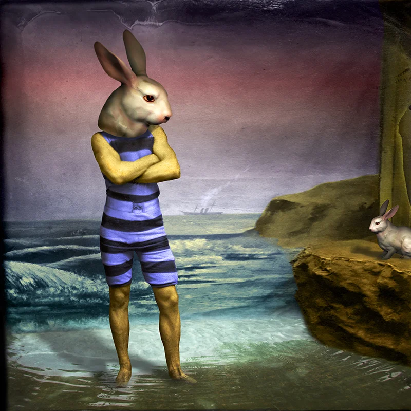 Man pretending to be a rabbit