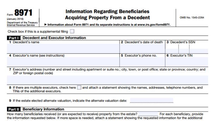 Estate tfn application