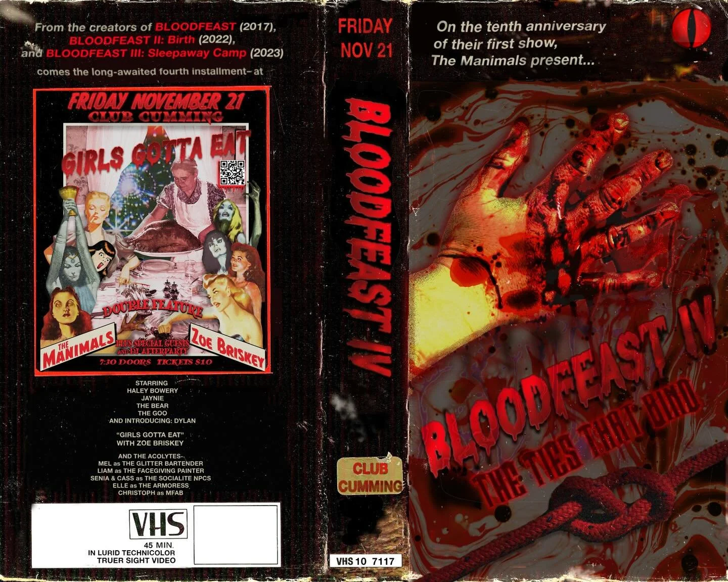 This beloved Manimal tradition usually accompanies the birthdays of @haleybowery &amp; @mjwesq in June but uhhh what is Thanksgiving if not a BLOODFEAST&hellip;?!? 🩸🦃 this Friday at @clubcumming for Girls Gotta Eat with @zoebriskey !!! 7:30 doors! 