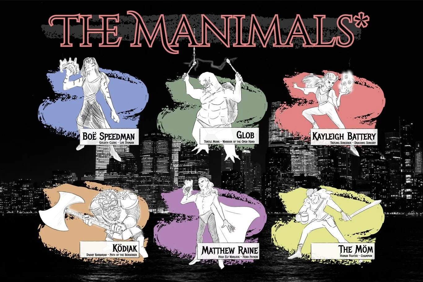 let&rsquo;s rock &amp; roll 20 ⛓️⚔️🐉
.
🎲 TOMORROW our DnD adventurers will get to play a customized one-shot created by @drowningoutthebombs @zoeblairfriedman @trevorondrums with Christoph &amp; @pointehasane as DMs!
🎨 incredible art of our charac