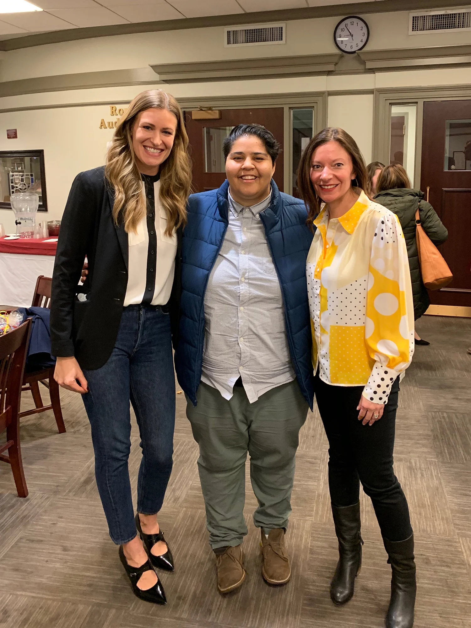 Laura Behnke, Katie Barnes and Sarah Lehberger (shown L-R) after their media panel at Iona College.
