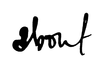 The word "about" written in cursive script.