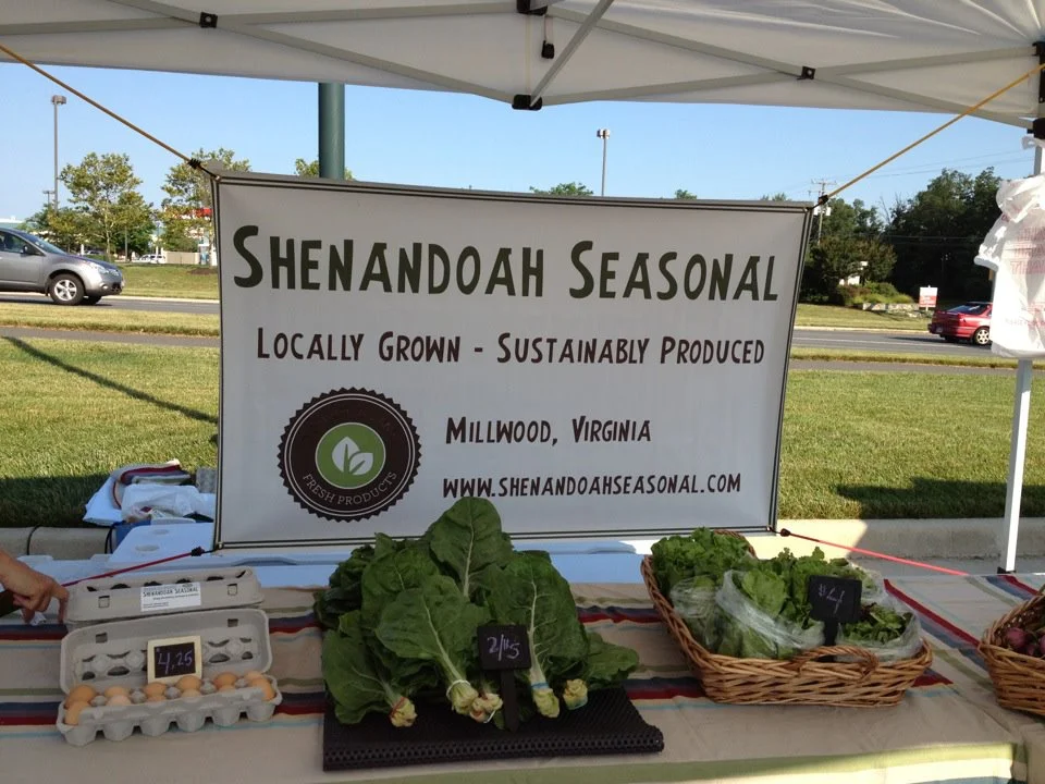 One of our first farmers market set-ups. We had a big learning curve with growing veggies!