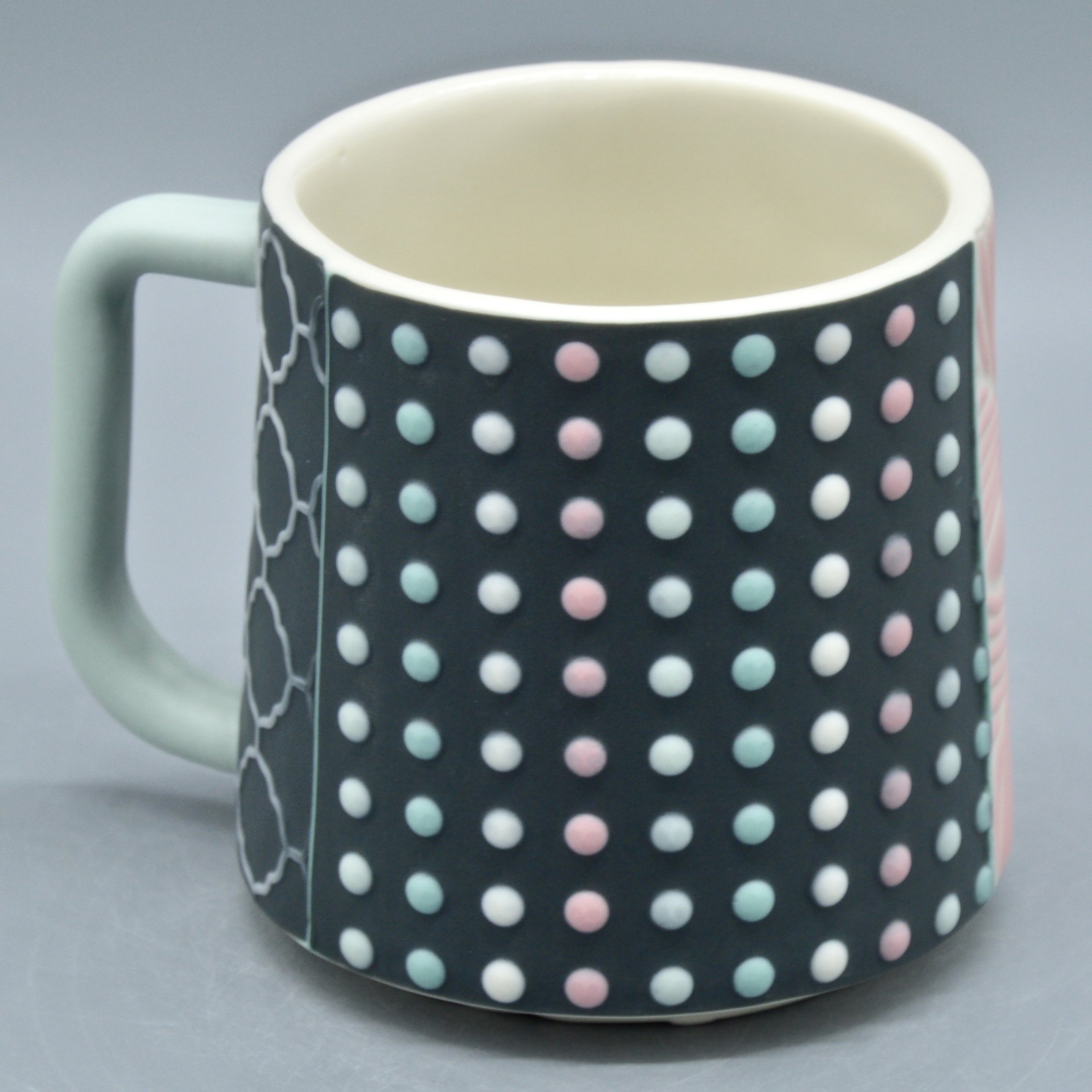Dots in Dark Grey, Pink + Turquoise