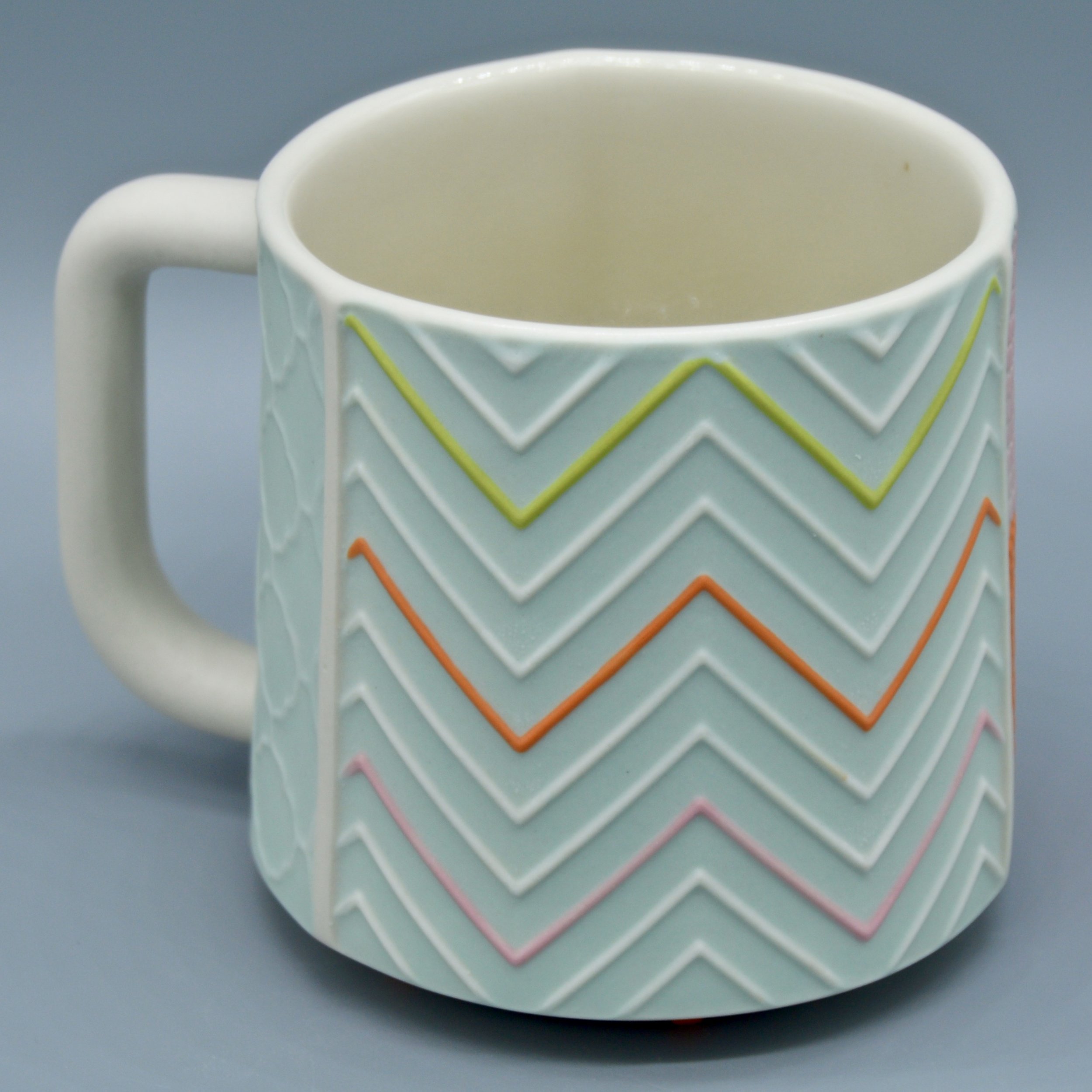 Chevron in Light Turquoise, Chartreuse, Orange, Pink