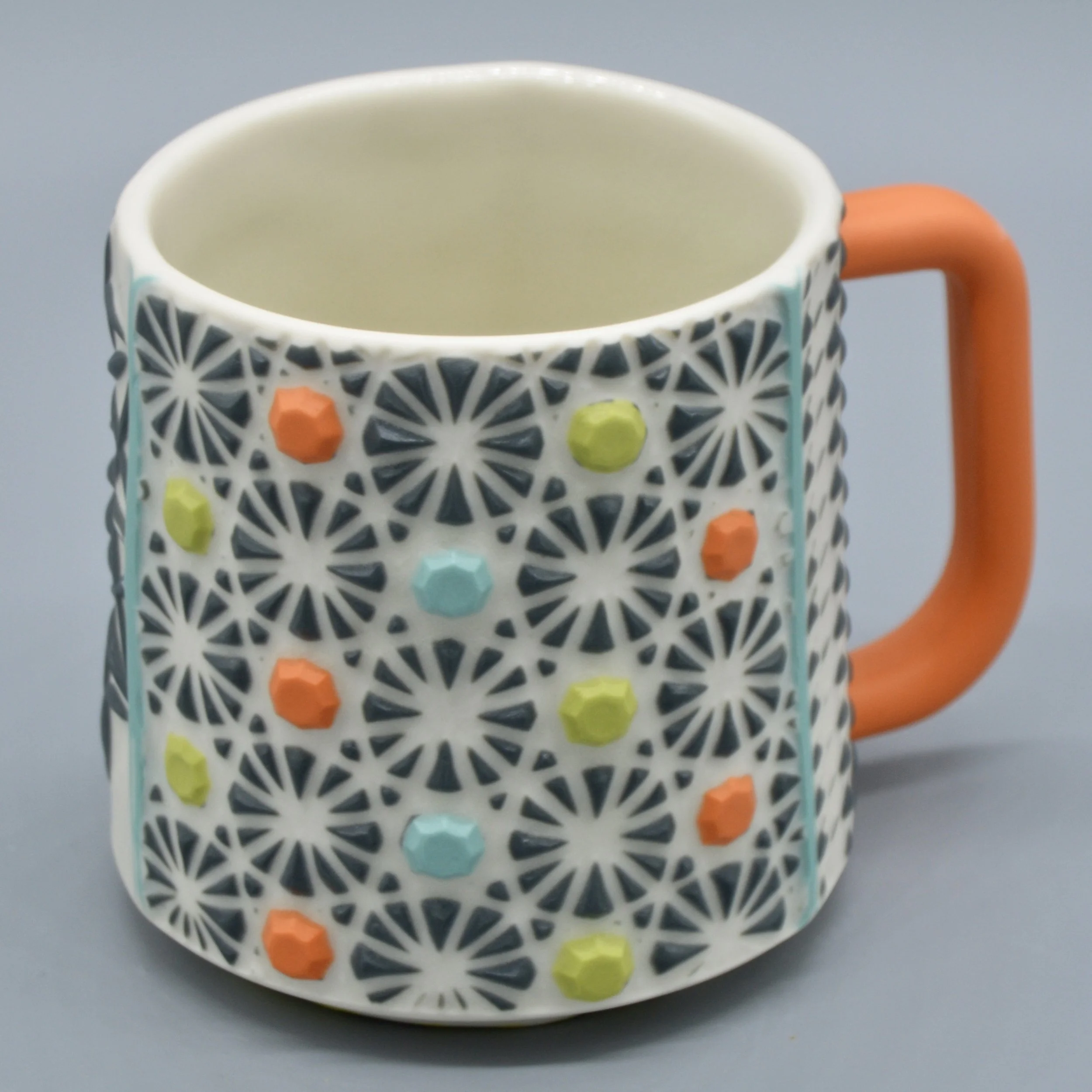 Galaxy in Chartreuse, Orange, Turquoise, Dark Grey