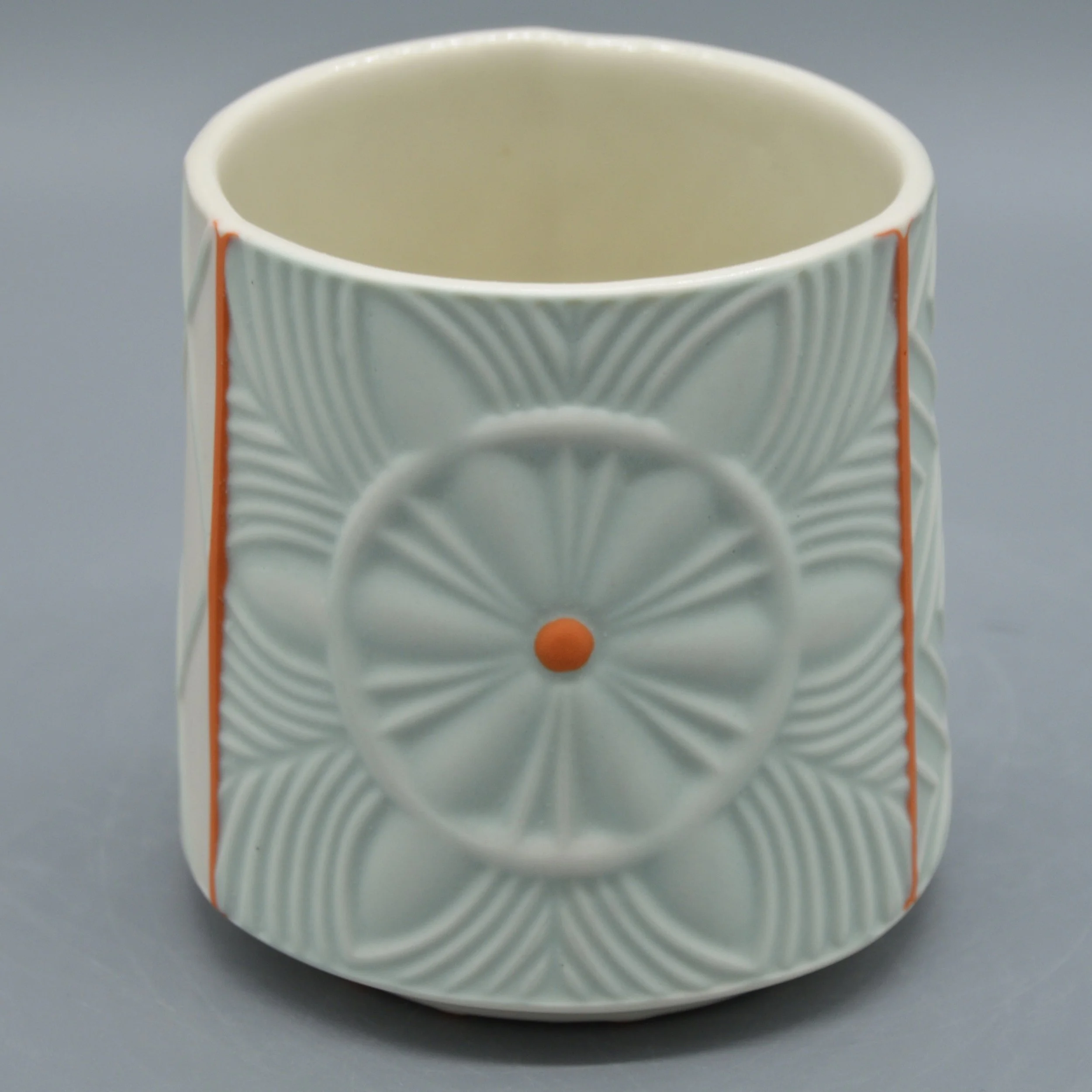 Flower in Light Turquoise + Orange