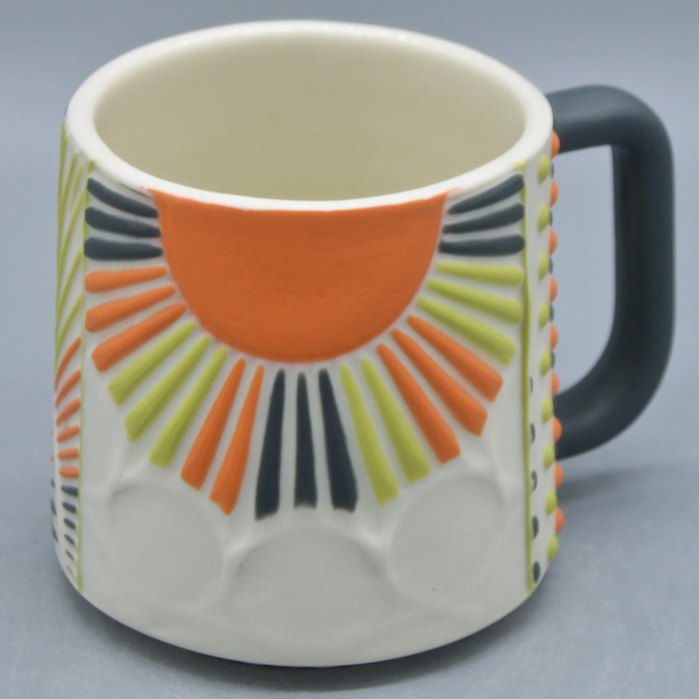 Sunburst in Orange, Chartreuse, Dark Grey