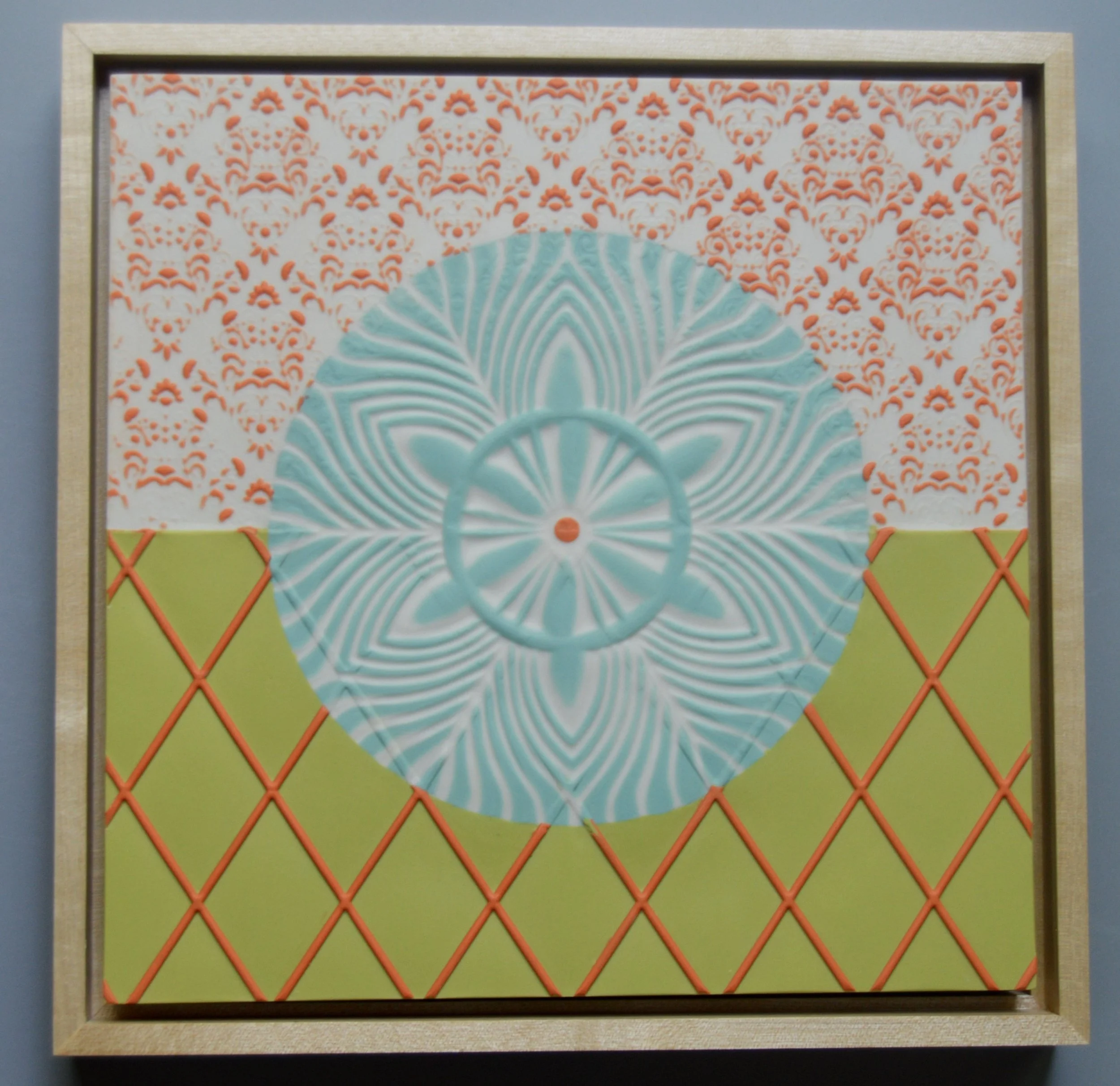 Flower Tile in maple float frame. 8"x8"