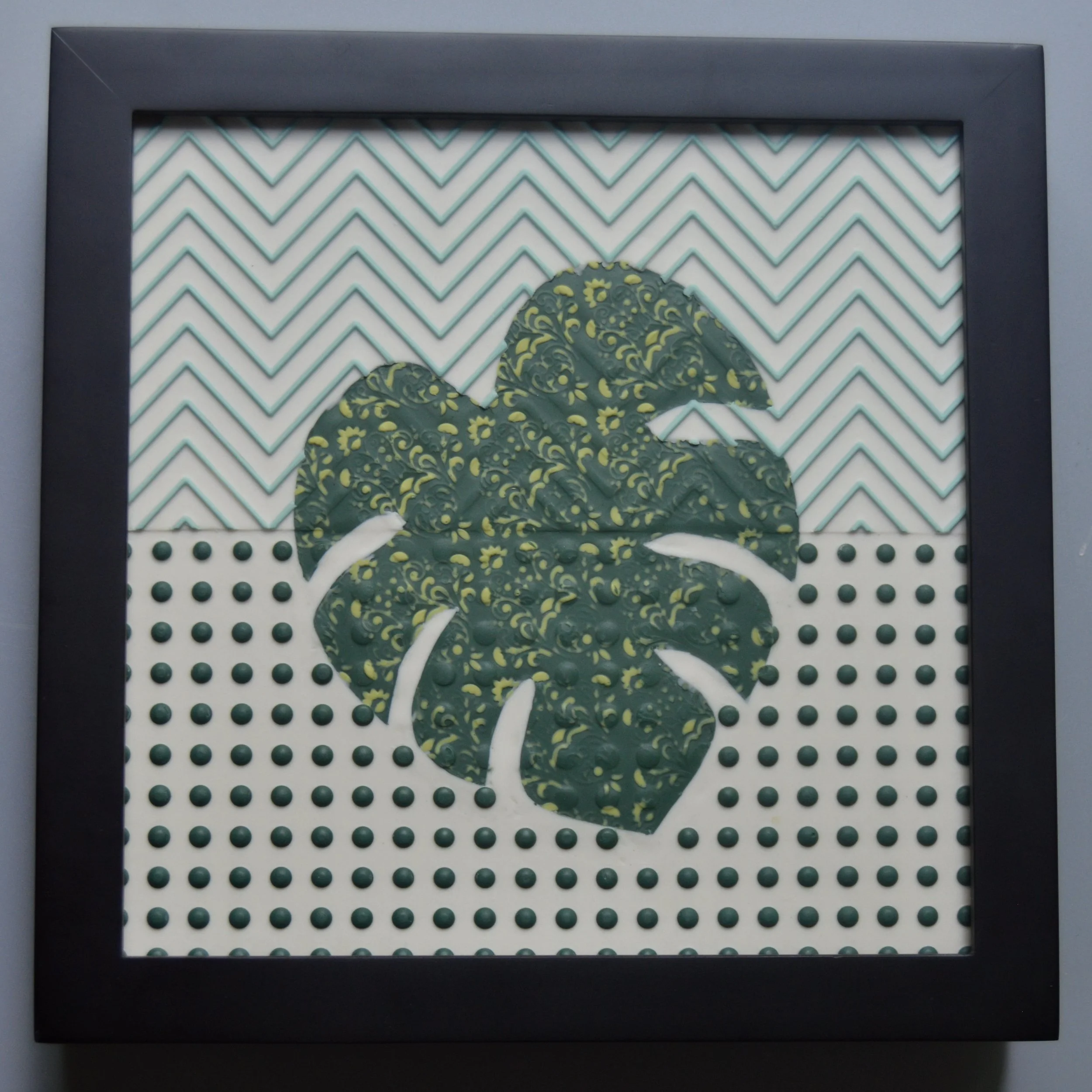 Leaf Tile in black gallery frame. 8"x8"
