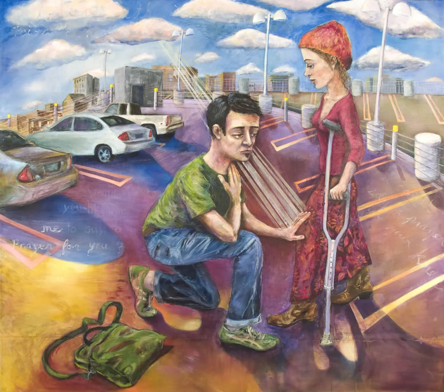 Kneeling Knee Healing 2008 82" x 90" acrylic on canvas