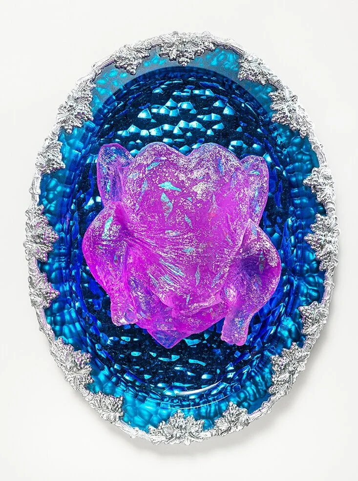 Pink Dichroic Glitter Chicken