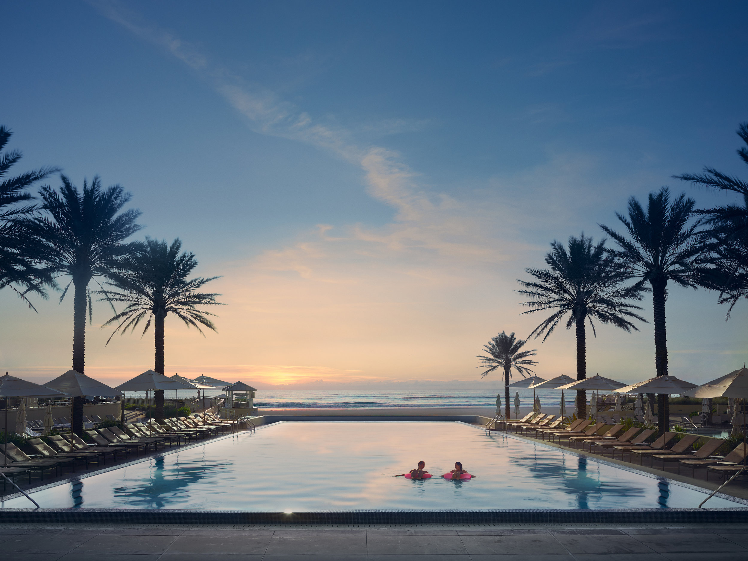 An early morning swim in the pool at the Omni Plantation Resort.