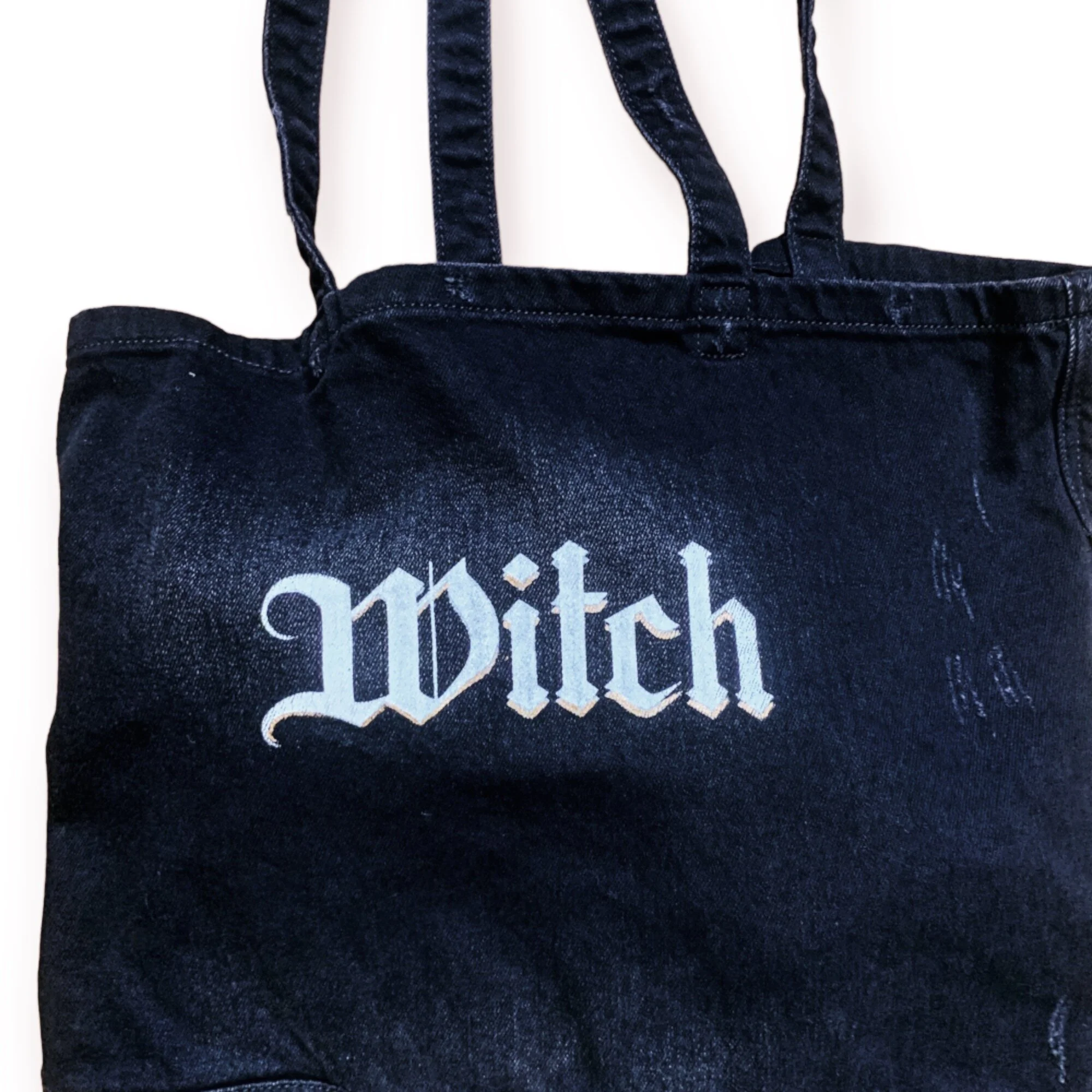 Distressed Black Denim Witch bag