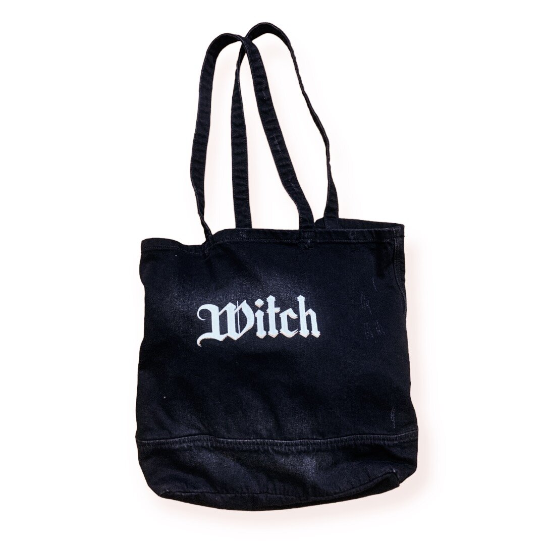 Distressed Black Denim Witch bag