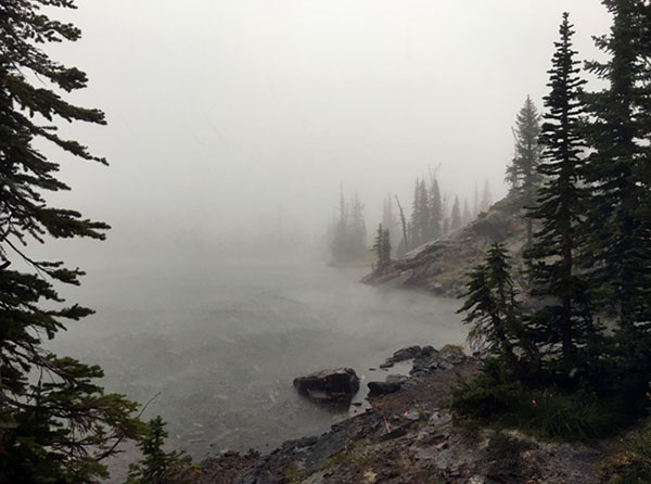 Fog settling in on Sapphire Lake
