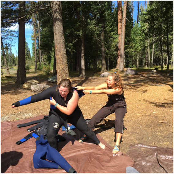 Putting on two wetsuits is serious business
