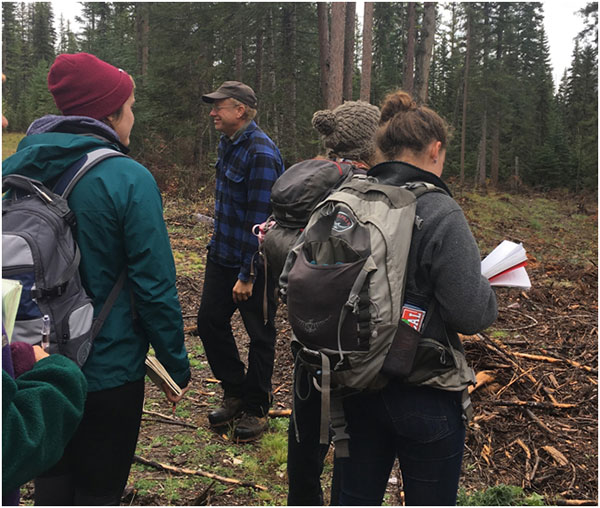 Out in the woods with Ben Thompson, on the landing of a logging project from last year