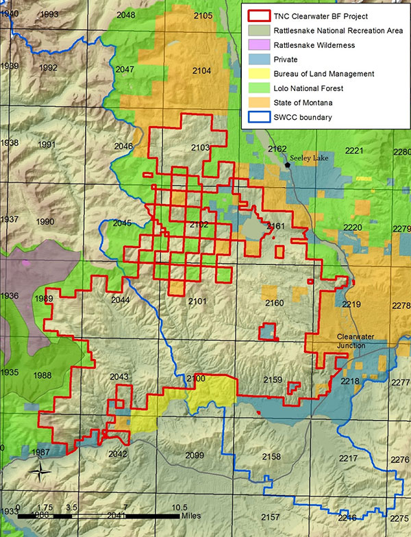 Map of The Nature Conservancy Clearwater Blackfoot Project.