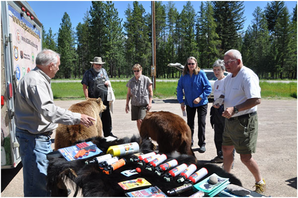 Chuck Bartlebaugh from Center for Wildlife Information offering advice about how to live in bear country at the Bear Fair